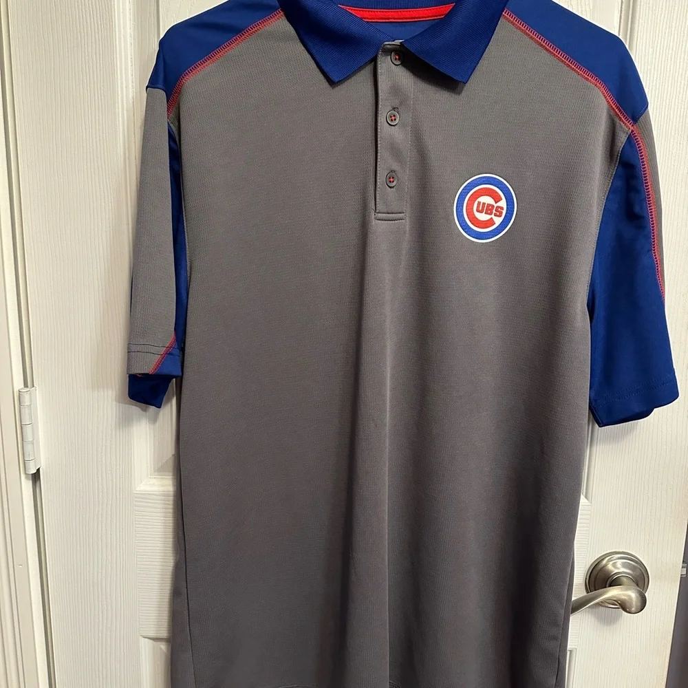 Chicago Cubs Genuine Merchandise Gray and Blue Polo Shirt with Team Logo - Picture 1 of 3